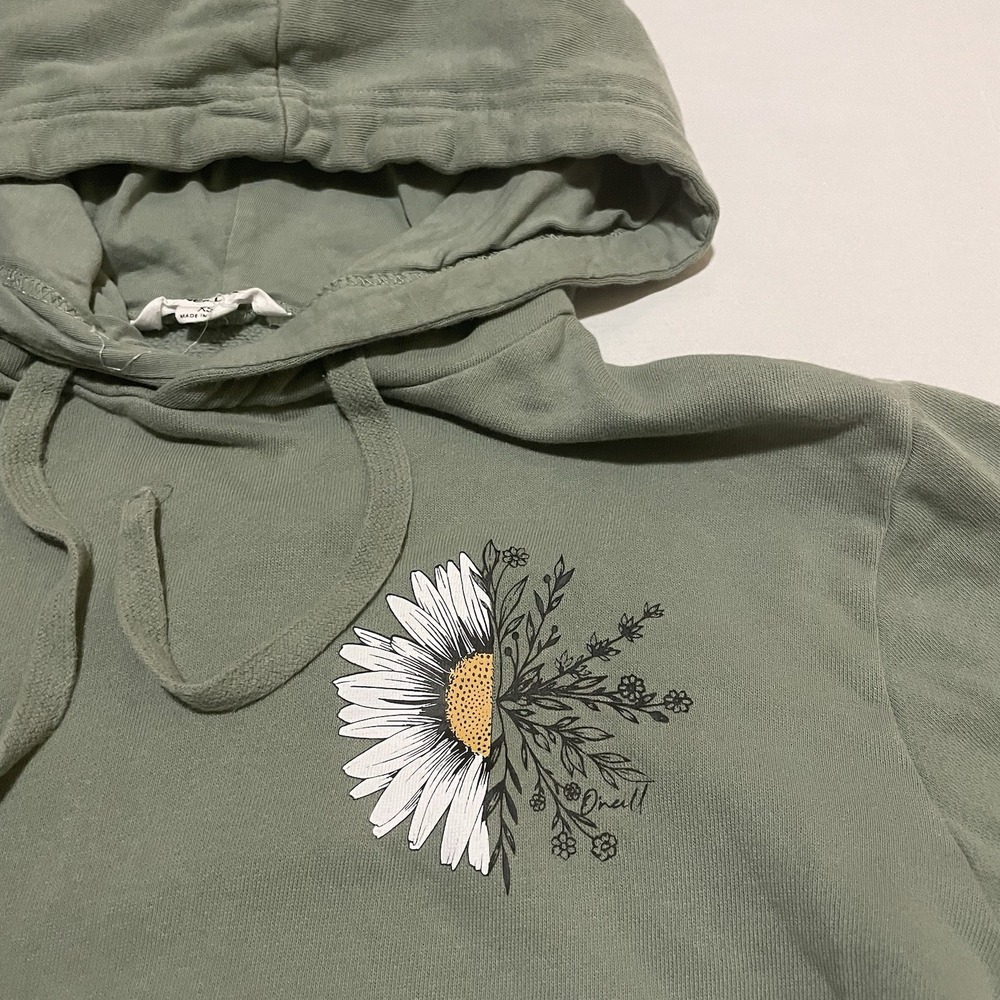 Oneill Womens Size XS Pullover‎ Hoodie Flower Morph Green Graphic Floral - Picture 3 of 6